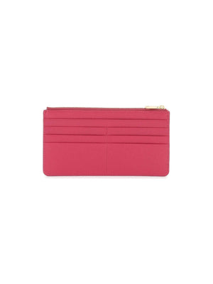 Bright Pink Dauphine Leather Zippered Cardholder Pouch DOLCE & GABBANA JOHN JULIA.