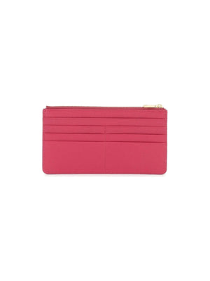 Bright Pink Dauphine Leather Zippered Cardholder Pouch DOLCE & GABBANA JOHN JULIA.