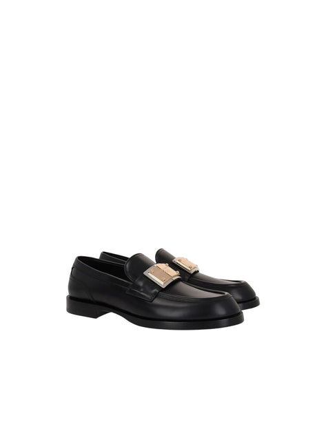 Brushed Leather Loafers-DOLCE&GABBANA-JOHN JULIA