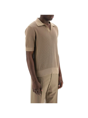 Cotton Openwork Polo Shirt.