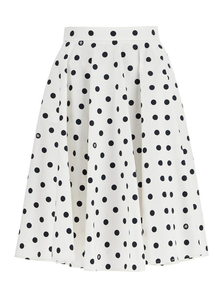 Cotton Polka Dot Flared Skirt