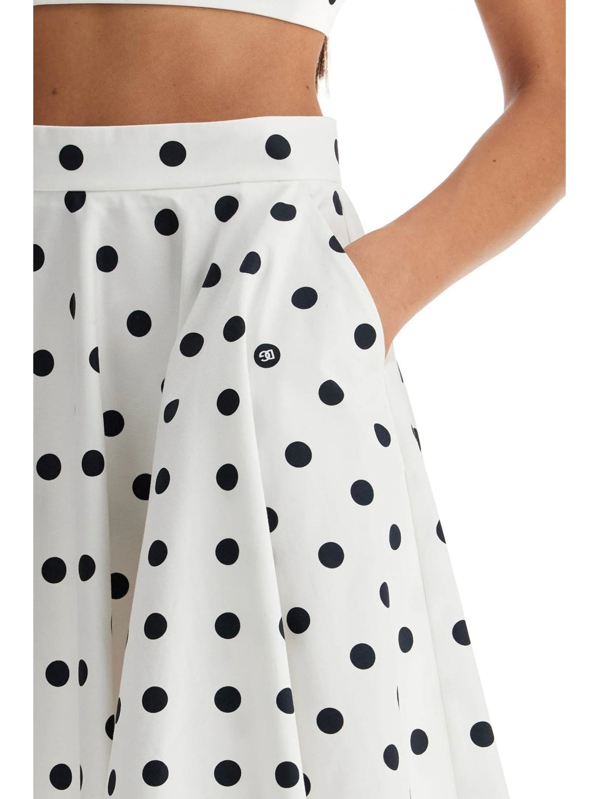 Cotton Polka Dot Flared Skirt