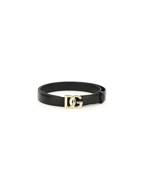 DOLCE&GABBANA-DG Buckle Leather Belt-JOHN JULIA