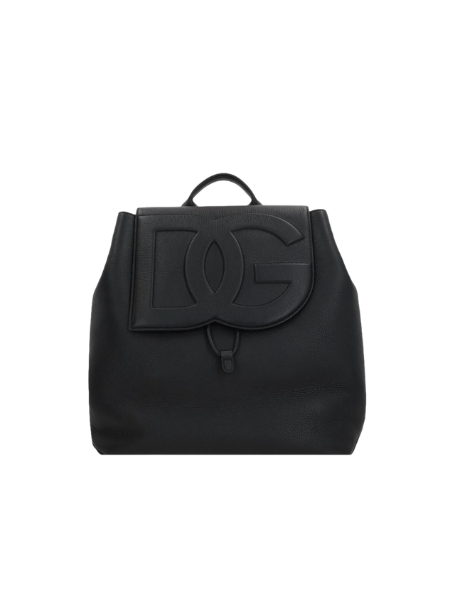 Dg Embroidered Grainy Leather Backpack-DOLCE&GABBANA-JOHN JULIA