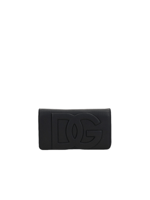 Dg Embroidered Grainy Leather Mini Crossbody Bag-DOLCE&GABBANA-JOHN JULIA