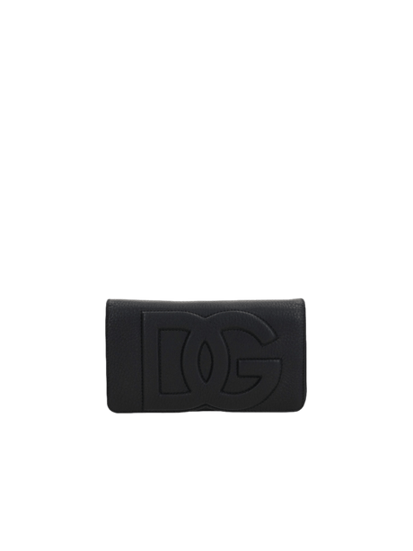 Dg Embroidered Grainy Leather Mini Crossbody Bag-DOLCE&GABBANA-JOHN JULIA