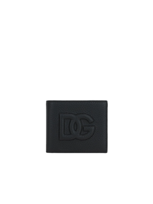 Dg Logo Grainy Leather Billfold Wallet-DOLCE&GABBANA-JOHN JULIA