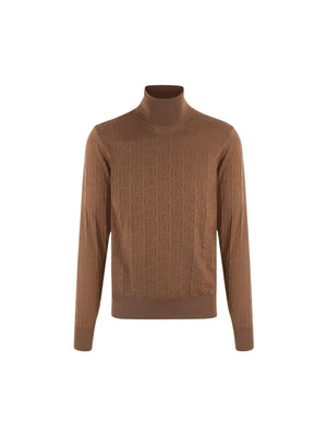 DG Logo Silk Jacquard Turtleneck-DOLCE&GABBANA-JOHN JULIA