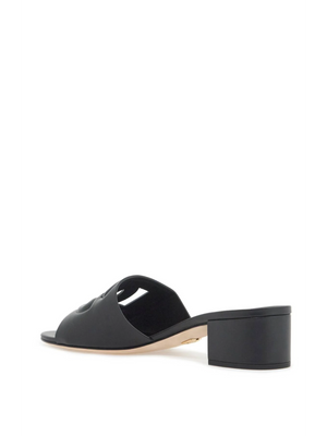 DG Logo Leather Slides-Dolce & Gabbana-JOHN JULIA