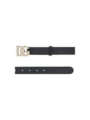 DG Logo Smooth Leather Belt-DOLCE&GABBANA-JOHN JULIA