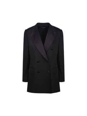 Double-breasted Stretch Fabric Jacket-DOLCE&GABBANA-JOHN JULIA