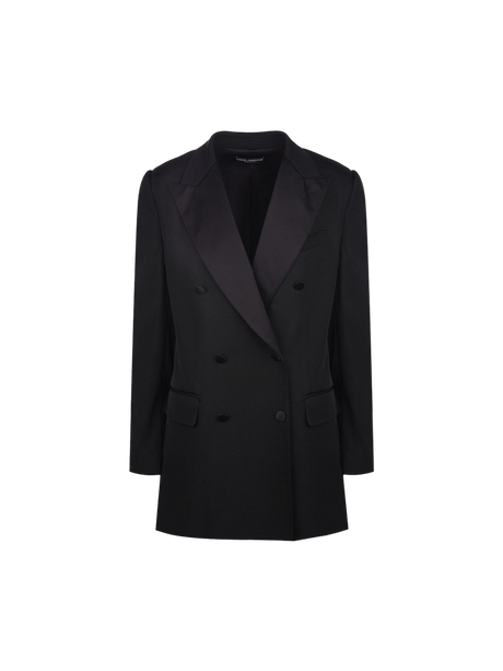 Double-breasted Stretch Fabric Jacket-DOLCE&GABBANA-JOHN JULIA