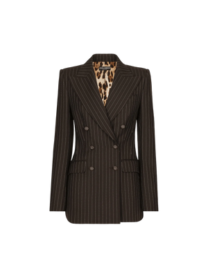 Double-Breasted Pinstriped Wool Blazer-Dolce & Gabbana-JOHN JULIA