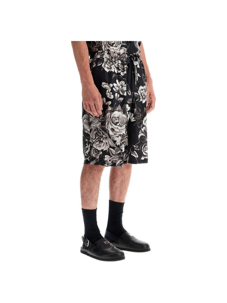 DOLCE&GABBANA-Floral-Print Silk Vanity Shorts-JOHN JULIA