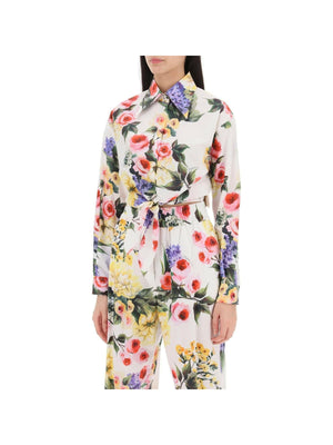 Garden Print Cotton Tie Cropped Shirt DOLCE & GABBANA JOHN JULIA.