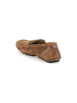 Hazelnut Brown Calf Suede Loafers DOLCE & GABBANA JOHN JULIA.