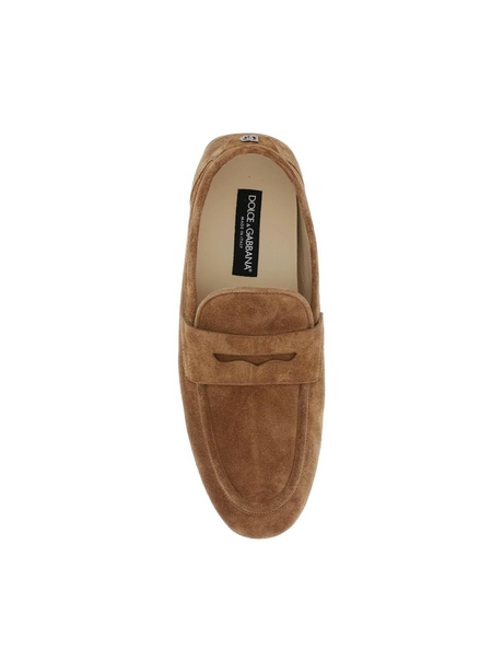 Hazelnut Brown Calf Suede Loafers DOLCE & GABBANA JOHN JULIA.