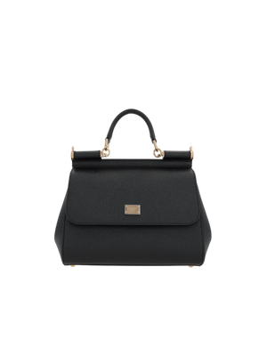 Large Sicily Top Handle Dauphine Leather Bag-DOLCE&GABBANA-JOHN JULIA