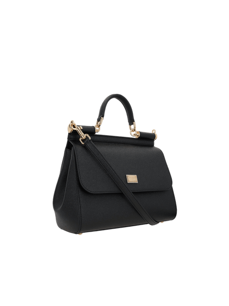 Large Sicily Top Handle Dauphine Leather Bag-DOLCE&GABBANA-JOHN JULIA