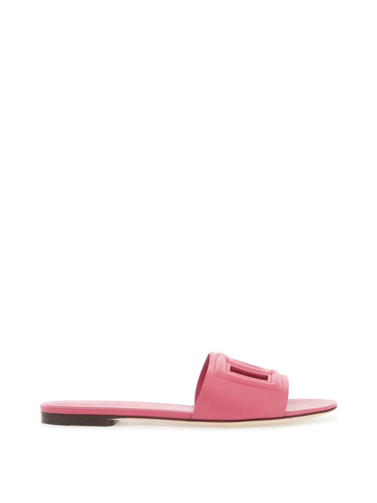 Cut-out Logo Leather Slides-Dolce & Gabbana-JOHN JULIA