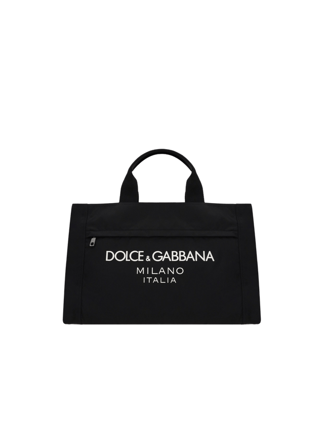 DOLCE&GABBANA-Logo-Detailed Nylon Handbag-JOHN JULIA