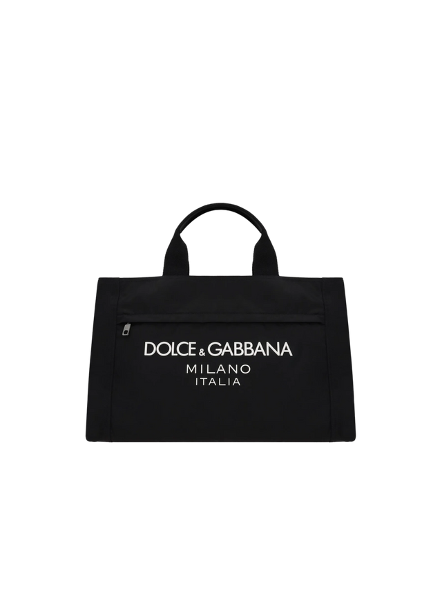 DOLCE&GABBANA-Logo-Detailed Nylon Handbag-JOHN JULIA