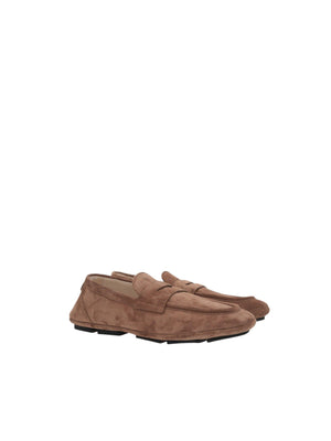 Logo-detailed Suede Driver Loafers-DOLCE&GABBANA-JOHN JULIA