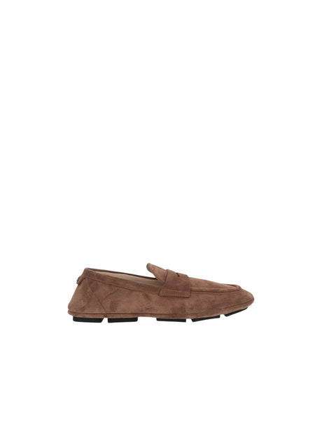 Logo-detailed Suede Driver Loafers-DOLCE&GABBANA-JOHN JULIA