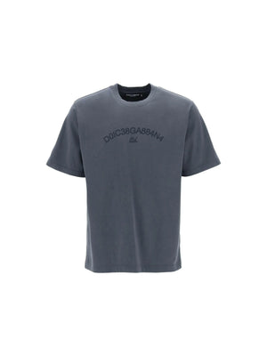 DOLCE&GABBANA-Logo Print Cotton T-Shirt-JOHN JULIA