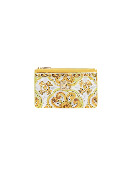 Maiolica Print Glossy Leather Card Holder - OS - Women > Accessories > Wallets and Small Leather Goods > Card holders