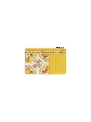 Maiolica Print Glossy Leather Card Holder