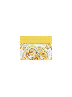 Maiolica Print Leather Card Holder - OS - Women > Accessories > Wallets and Small Leather Goods > Card holders