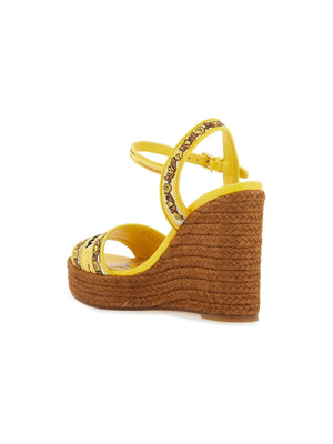 Majolica Embroidered Wedge Sandals.