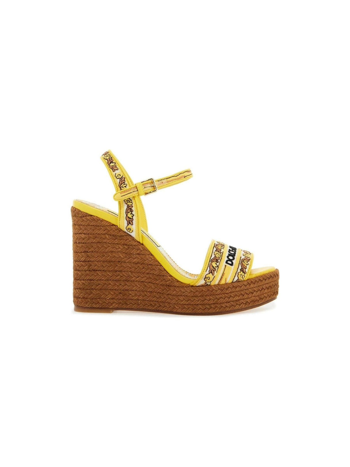 Majolica Embroidered Wedge Sandals.