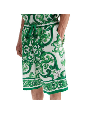 Majolica Print Silk Shorts-Dolce & Gabbana-JOHN JULIA