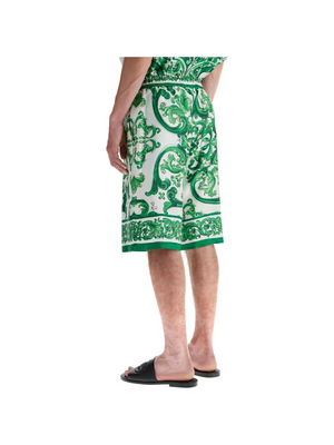 Majolica Print Silk Shorts-Dolce & Gabbana-JOHN JULIA