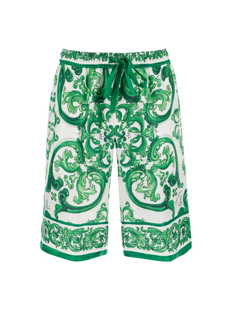 Majolica Print Silk Shorts-Dolce & Gabbana-JOHN JULIA