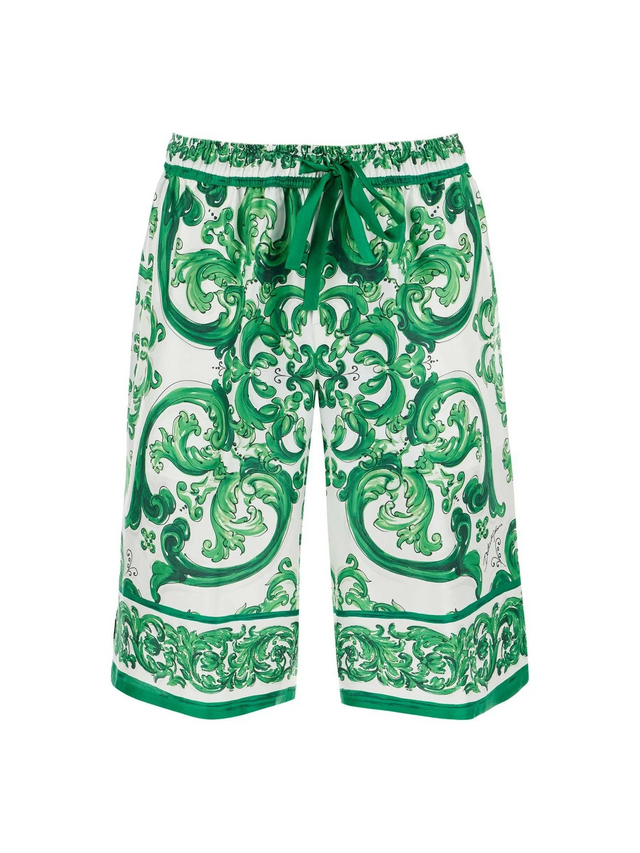 Majolica Print Silk Shorts-Dolce & Gabbana-JOHN JULIA