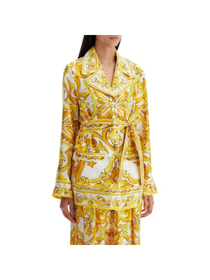 Majolica-Print Silk Twill Belted Pyjama Shirt.