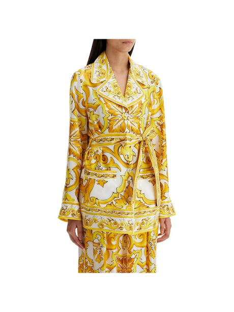 Majolica-Print Silk Twill Belted Pyjama Shirt.