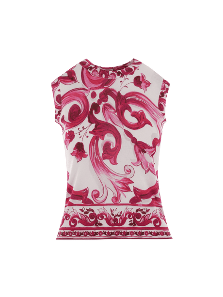 Majolica Silk Sleeveless Sweater-DOLCE&GABBANA-JOHN JULIA