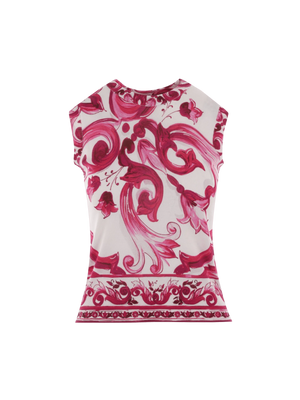 Majolica Silk Sleeveless Sweater-DOLCE&GABBANA-JOHN JULIA