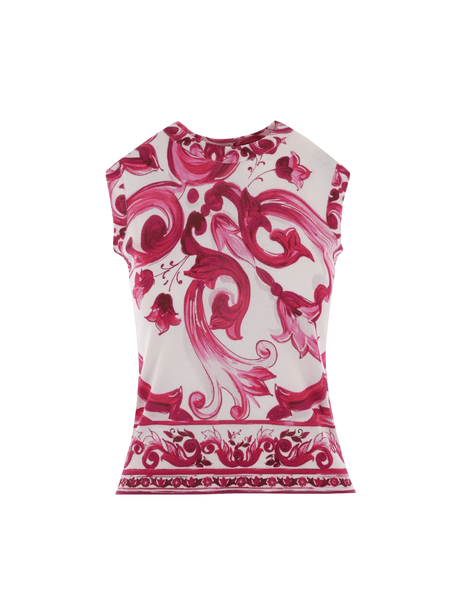 Majolica Silk Sleeveless Sweater-DOLCE&GABBANA-JOHN JULIA