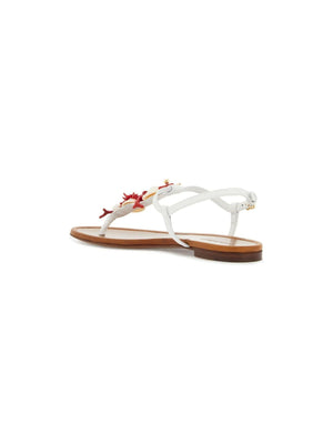 Nappa Leather Coral Thong Sandals.