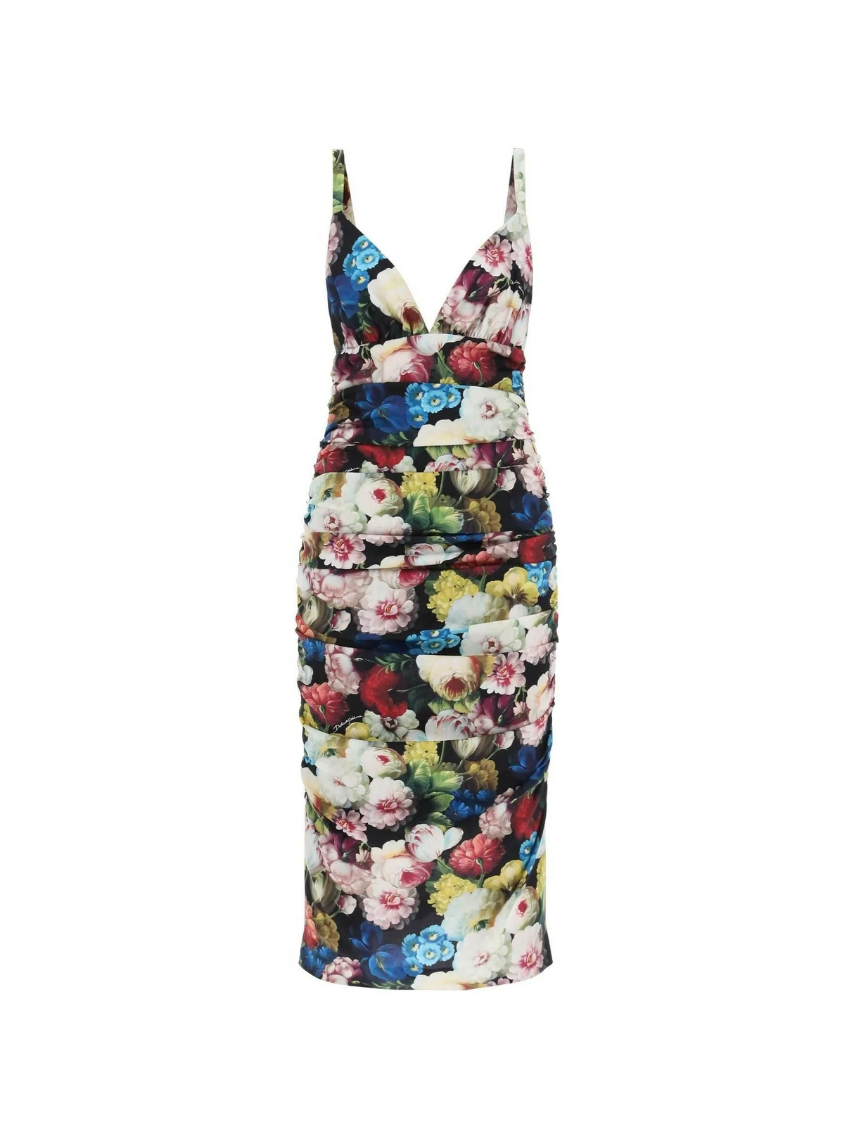 Nocturnal Flower Print Charmeuse Slip Dress DOLCE & GABBANA JOHN JULIA.