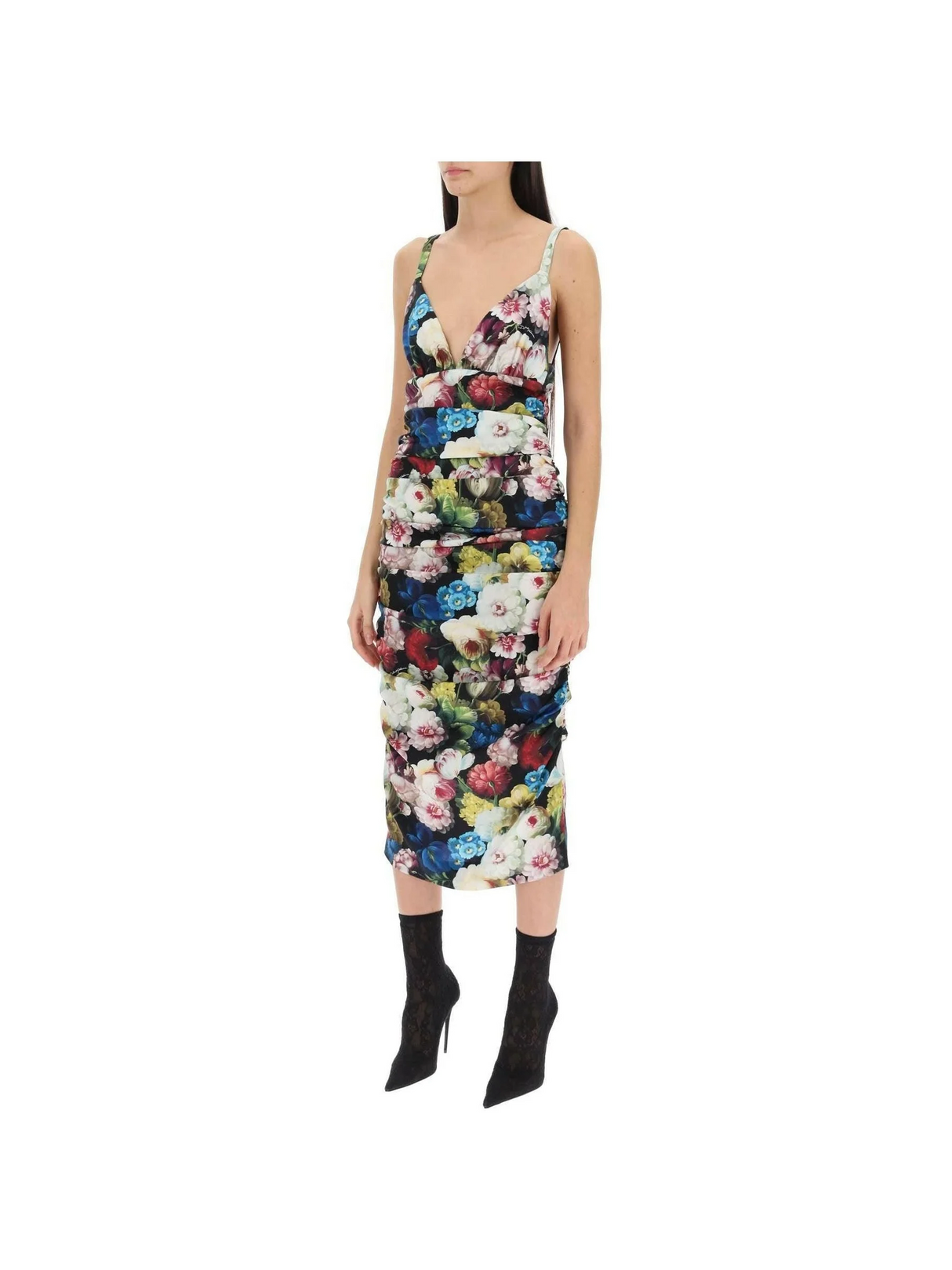 Nocturnal Flower Print Charmeuse Slip Dress DOLCE & GABBANA JOHN JULIA.