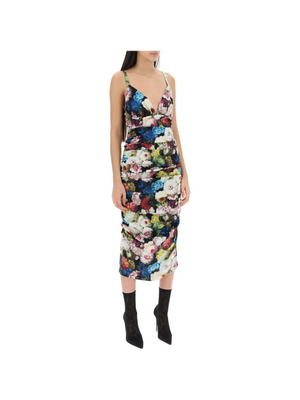 Nocturnal Flower Print Charmeuse Slip Dress DOLCE & GABBANA JOHN JULIA.