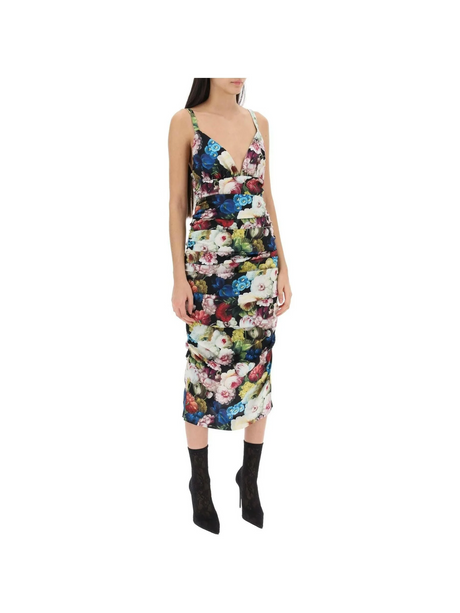 Nocturnal Flower Print Charmeuse Slip Dress DOLCE & GABBANA JOHN JULIA.