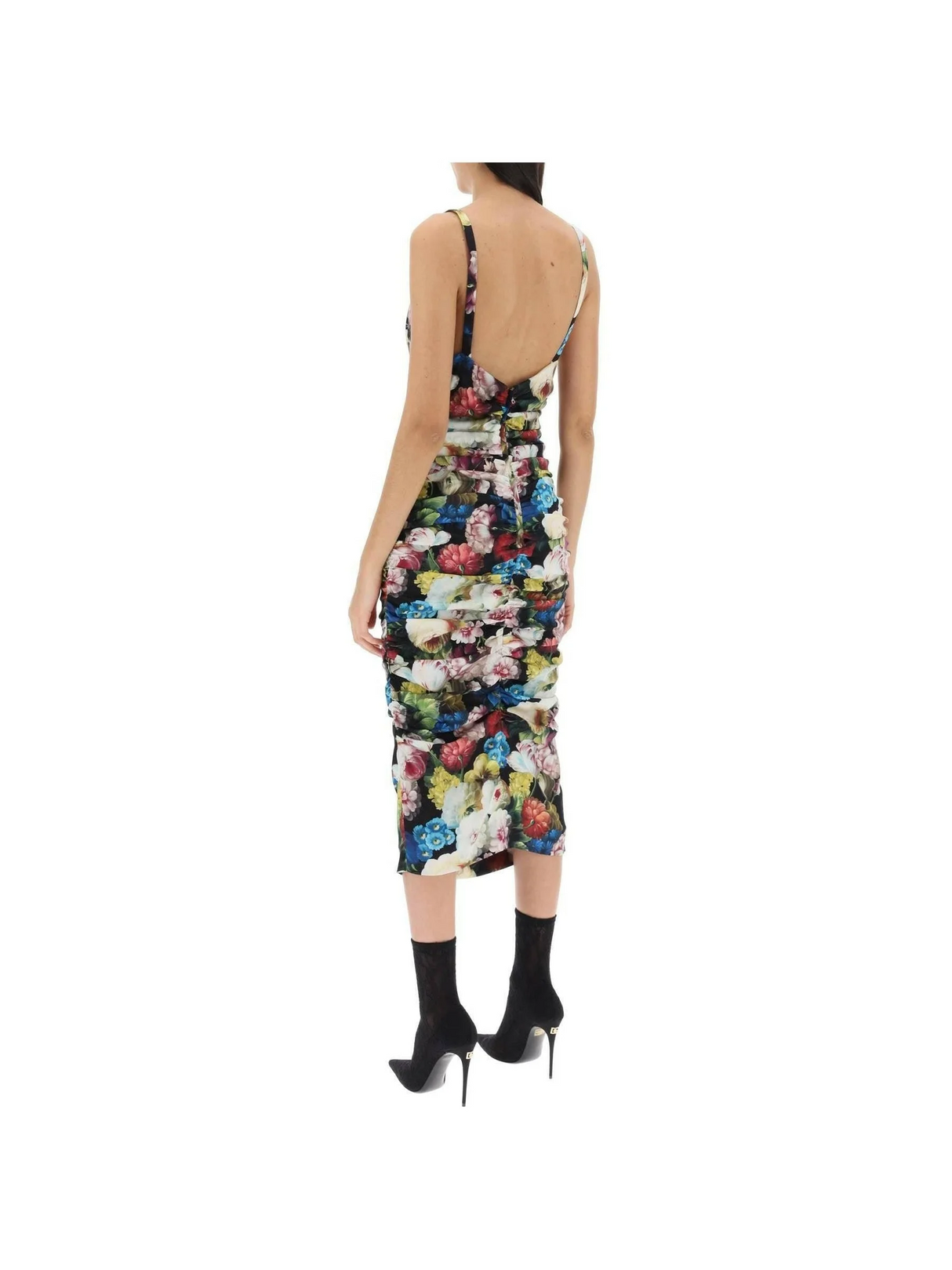 Nocturnal Flower Print Charmeuse Slip Dress DOLCE & GABBANA JOHN JULIA.