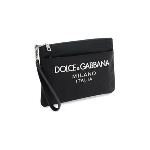 Nylon Pouch With Rubberized Logo DOLCE & GABBANA JOHN JULIA.